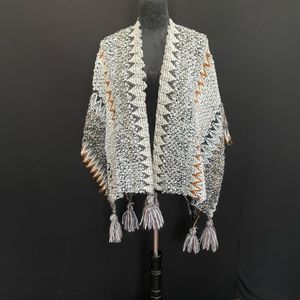COPY - tassel throw/shawl/ cape Brown & Tan